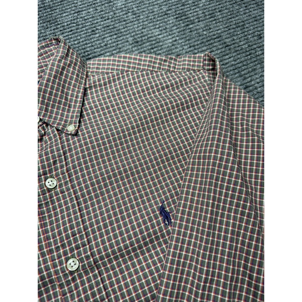 Ralph Lauren Shirt Mens Small Green Check‎ Long Sleeve Classic Fit Button Down